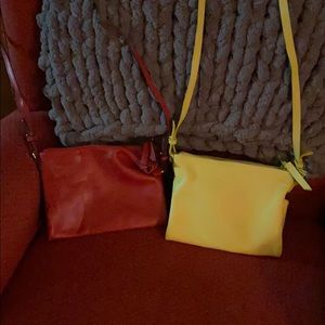 A pair of crossbody purses
